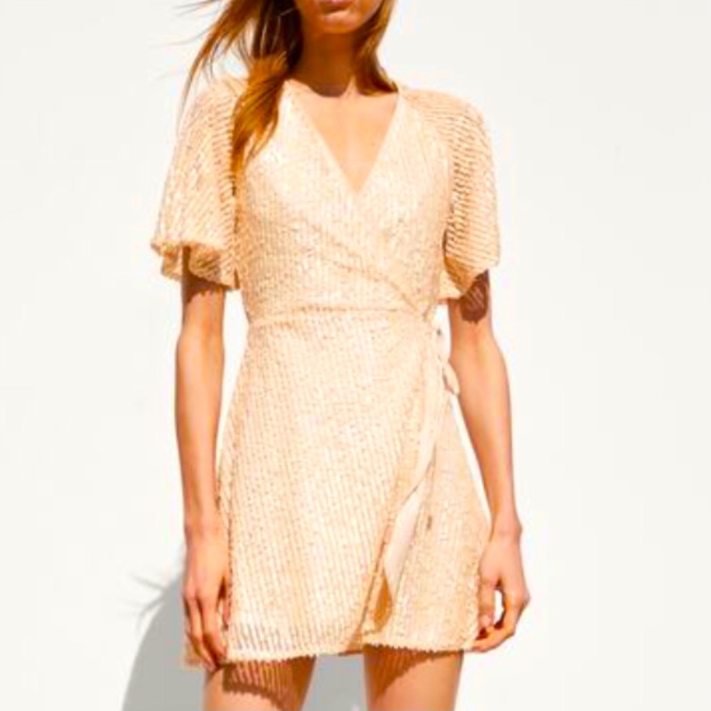 ZARA Wrap-Around Sequins Mini Dress